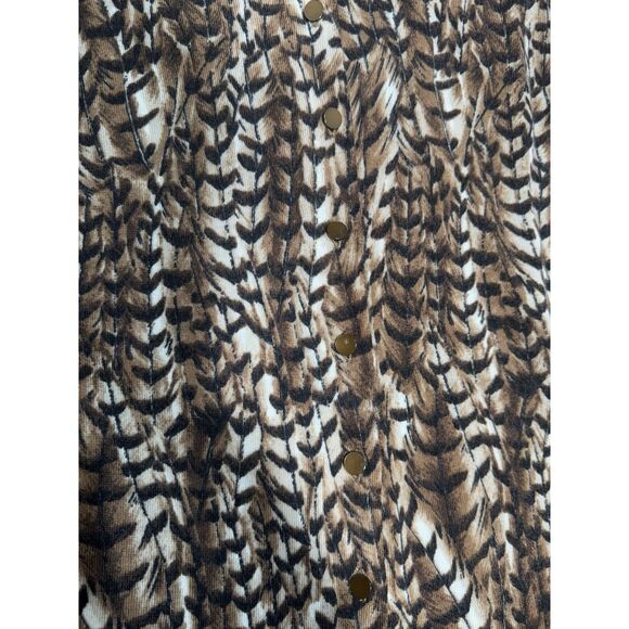 Talbots Women’s M P 100% Merino Wool Cardigan Sweater Brown Autumn Print Lng Slv - Picture 7 of 7